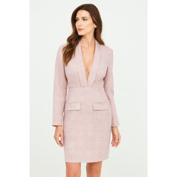 Women’s Choosy Long Sleeve Blazer Dress – Pink & White Checkered – NWT - Picture 1 of 7
